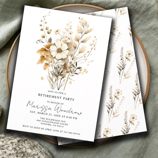 Elegant Floral Wildflowers Retirement Party Invitation (Creator Uploaded)