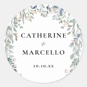 Elegant Floral Wildflowers Wedding Classic Round Sticker