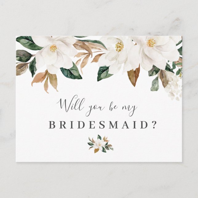 elegant floral will you be my bridesmaid card (Front)