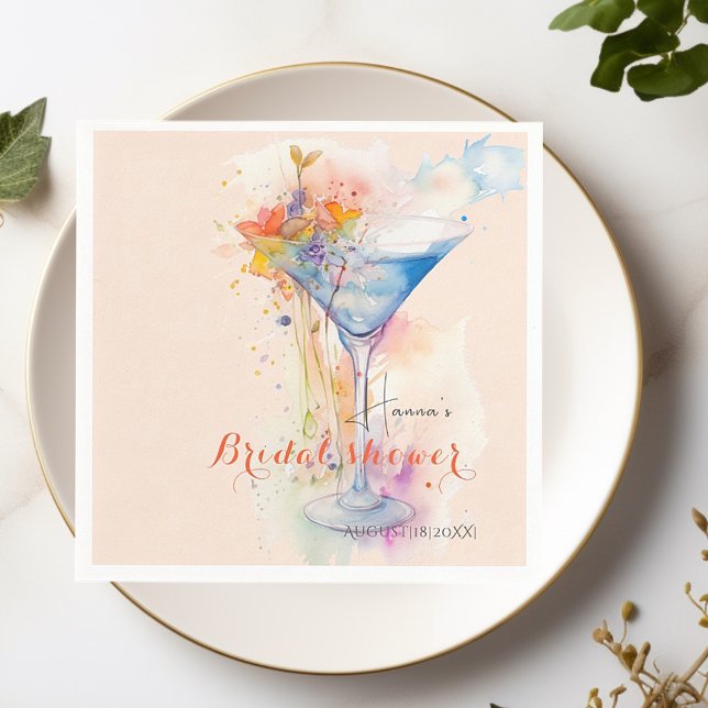 elegant floral wine glass Bridal shower  Napkin (Creator Uploaded)