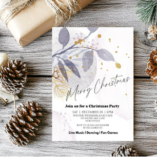 Elegant Floral Winter Christmas Party Invitation