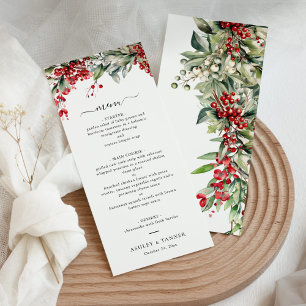 Elegant Floral Winter Christmas Wedding Menu