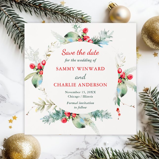 Elegant Floral Winter Wedding Save The Date Invitation (Creator Uploaded)