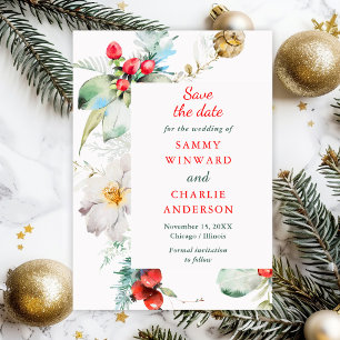 Elegant Floral Winter Wedding Save The Date Invitation
