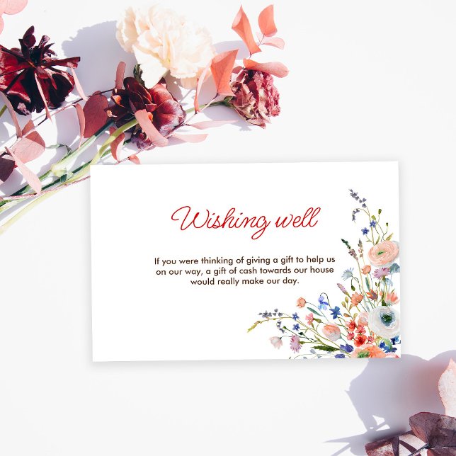 Elegant Floral Wishing Well Bridal Shower Enclosure Card (Creator Uploaded)