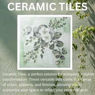Elegant Floral with Greenery  Ceramic Tile