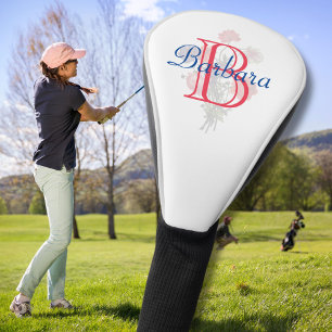 Elegant Floral with Personalized Monogram Name  Golf Head Cover