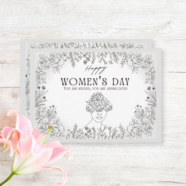 Elegant Floral Women's Day History Thank You Note  Card (Creator Uploaded)