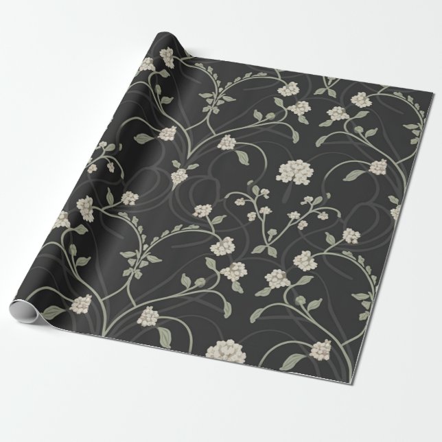 Elegant Floral Wrapping Paper (Unrolled)