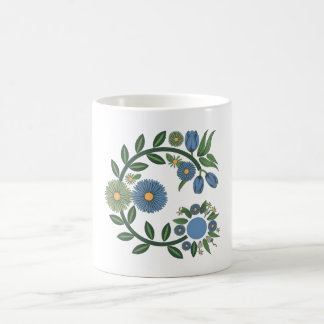 Elegant Floral Wreath | Blue & Green Botanical Des Coffee Mug