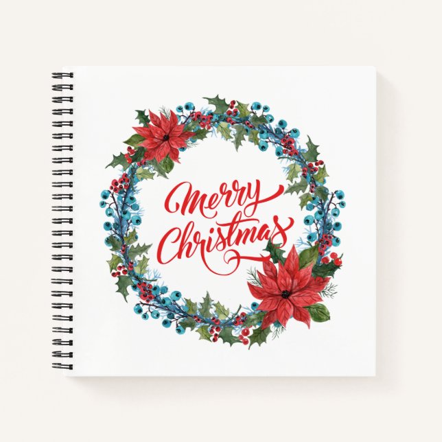 Elegant Floral Wreath Christmas | Notebook (Front)