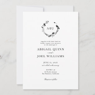 Elegant Floral Wreath Classic Wedding Invitation