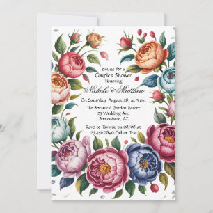 Elegant Floral Wreath Couples Shower Invitation
