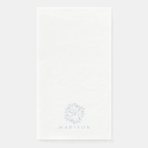 Elegant Floral Wreath Dusty Blue Paper Guest Towel Napkin