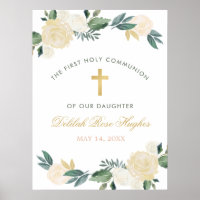 Elegant Floral Wreath First Communion
