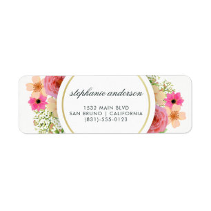 Elegant Floral Wreath   Modern Typography Return Address Label