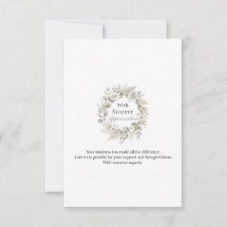 Elegant Floral Wreath Sincere Appreciation Thank You Card
