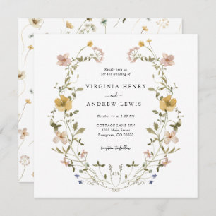 Elegant Floral Wreath Wedding Invitation