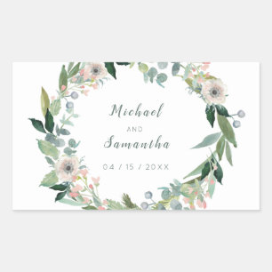 Elegant Floral Wreath Wedding Stickers