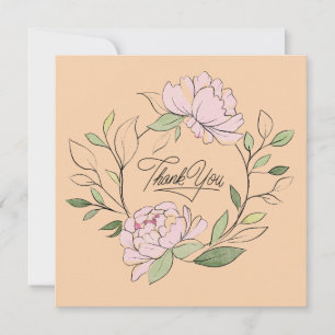 Elegant Floral Wreath Wedding Thank You