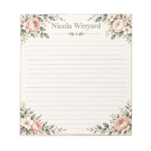 Elegant Floral Writing Paper Notepad