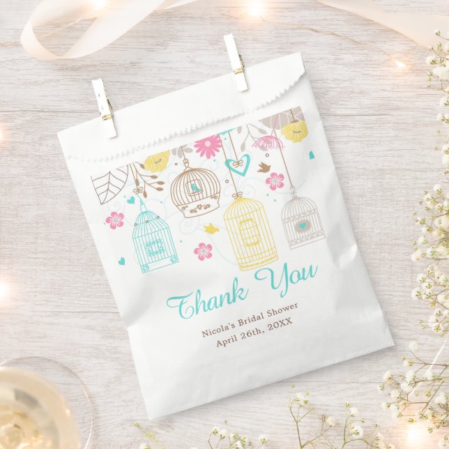 Elegant Floral Yellow and Pink Bridal Shower Favour Bag (Clipped)