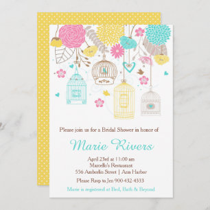 Elegant Floral Yellow and Pink Bridal Shower Invitation