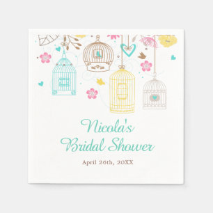 Elegant Floral Yellow and Pink Bridal Shower Napkin