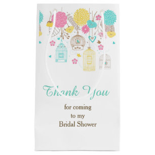 Elegant Floral Yellow and Pink Bridal Shower Small Gift Bag