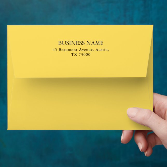 Elegant Floral Yellow Business Address Envelope (Hand)