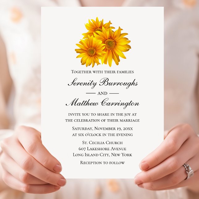 Elegant Floral Yellow Country Sunflower Wedding Invitation (Creator Uploaded)