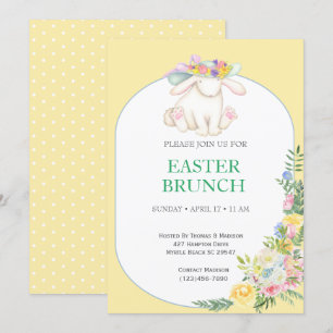 Elegant Floral Yellow Easter Brunch Invitation