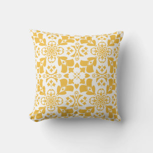 Elegant Floral Yellow Pattern Modern Symmetrical Cushion