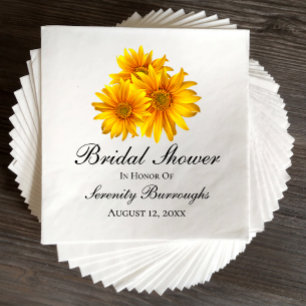Elegant Floral Yellow Sunflowers Bridal Shower Napkin