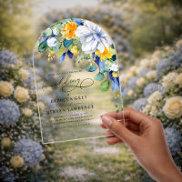 Elegant floral yellow white blue wedding arched