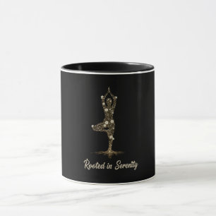 Elegant Floral Yoga Tree Pose Rooted in Serenity Mug