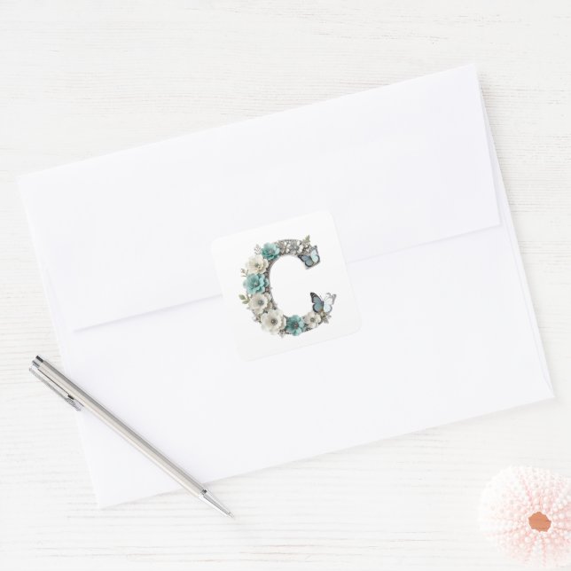 Elegant Floral Your Monogram C Paper Stickers (Envelope)