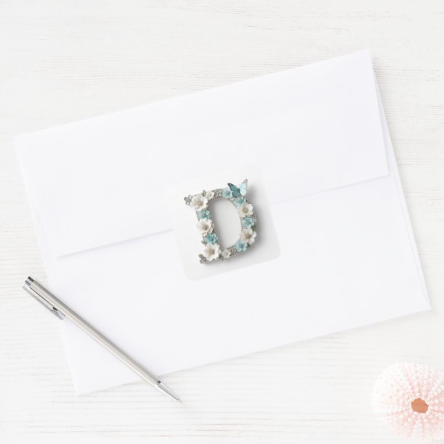 Elegant Floral Your Monogram D Paper Stickers (Envelope)