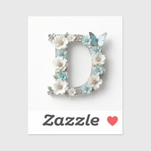 Elegant Floral Your Monogram D Vinyl Stickers