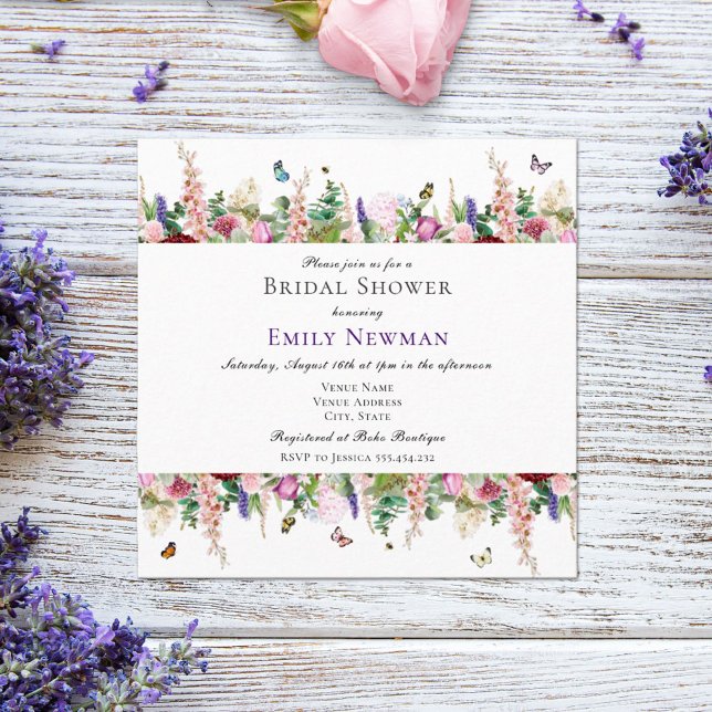 Elegant Florals Butterflies Bridal Shower Invitation (Creator Uploaded)