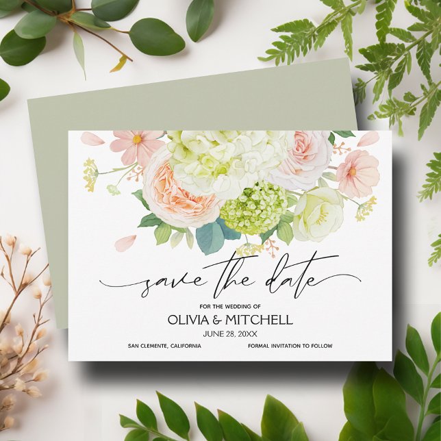 Elegant Florals on Sage Wedding Save The Date (Creator Uploaded)