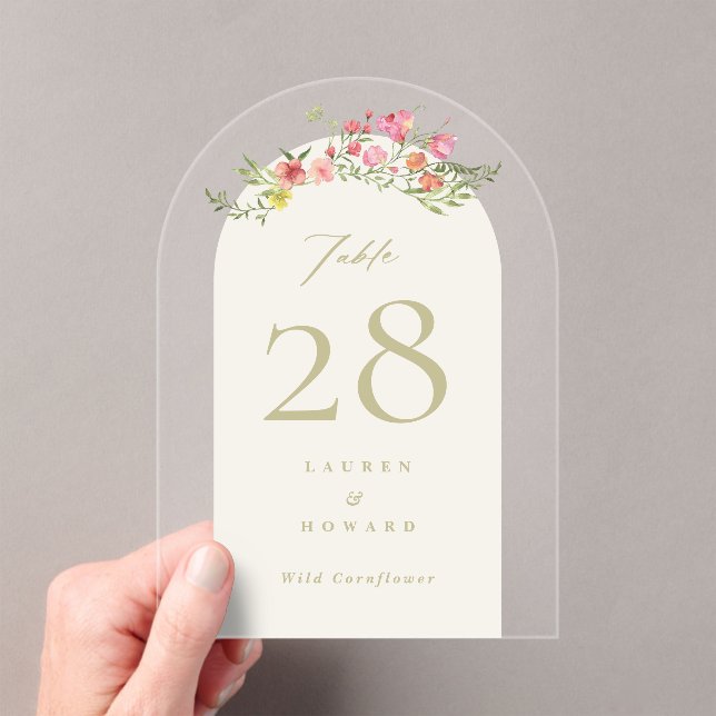 elegant florals spring Acrylic Arch Table Number (Insitu (Handheld))