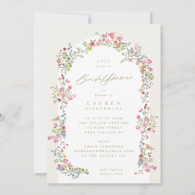 elegant florals summer garden Bridal Shower Invitation (Front)