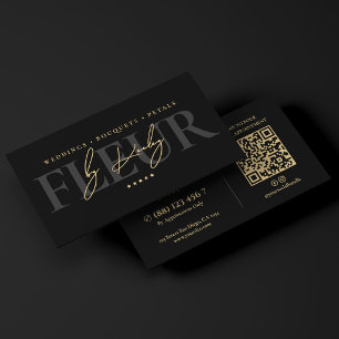 Elegant Florist Floral Artist Studio Black Business Card