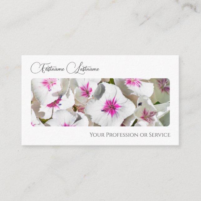 Elegant florist flower blossom calligraphy QR-Code Business Card (Front)