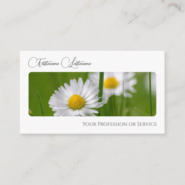 Elegant florist flower blossom calligraphy QR-Code Business Card (Front)