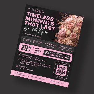 Elegant Florist Wedding Event Planner Pink Black Flyer