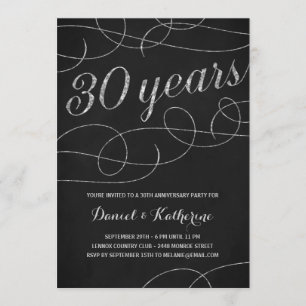 Elegant Flourish   30th Anniversary Party Invitation