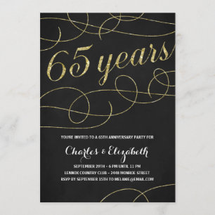 Elegant Flourish   Faux Gold Foil 65th Anniversary Invitation