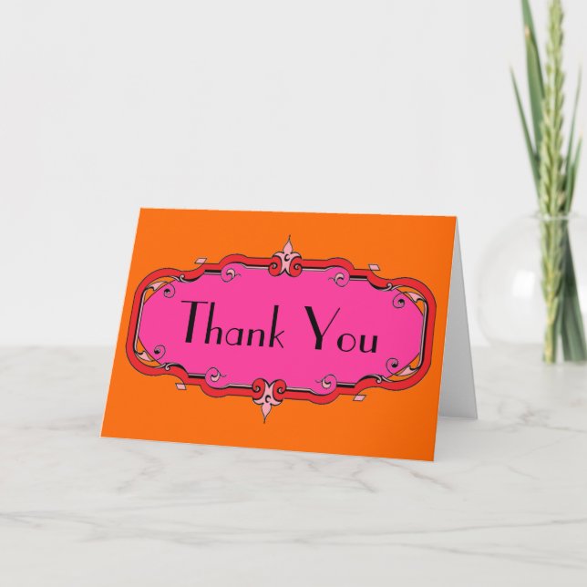 Elegant Flourish Frame Thank You Card (Front)
